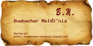 Busbacher Melánia névjegykártya
